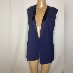 Halston Heritage midnight blue sleeveless vest with pockets size 6